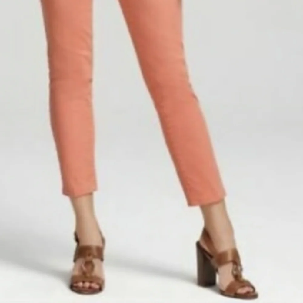 TORY BURCH Alexa Cropped Skinny Jeans Coral Pink Low Rise Stretch